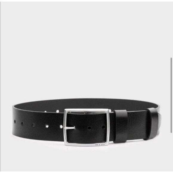 NWT Rag & Bone Leather Jumbo Boyfriend Waist Belt, Black, Medium